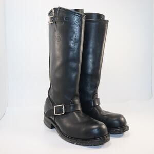 Carolina Men 8.5 Black Engineer Harness Leather Motorcycle Bike Boots Steel Toe